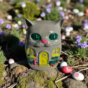 Шкатулка свеча "Котик" (серый)