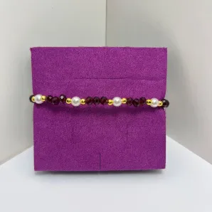 Браслет из бусин рондель ручной работы (бордовый)