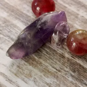 Браслет из турмалина с аметрином и аметистом.