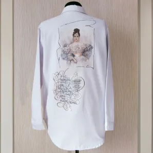 ​Рубашка джинсовая с принтом ручной работы " Натали" Копия работы А. Брюллова.