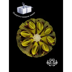 Резинка для волос ручной работы "Фульгида" желтый. Единственный экземпляр. Цветы Канзаши на волосы Ваши.