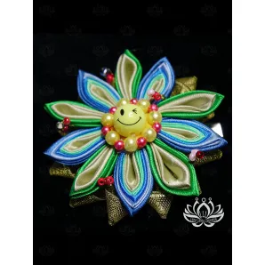 Заколка для волос ручной работы "Солнечный круг" разноцветный. Единственный экземпляр. Цветы Канзаши на волосы Ваши.