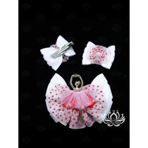 Комплект резинок для волос ручной работы Бант "Балерина" белый. комплект 3 шт. Единственный экземпляр. Цветы Канзаши на волосы Ваши.