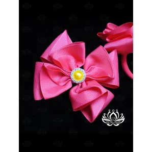 Комплект резинок для волос ручной работы Бант "Кокетка" розовый. 2 шт. Единственный экземпляр. Цветы Канзаши на волосы Ваши.