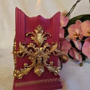 Биокамин "Барокко" интерьерный, настольный, ручная работа, красный