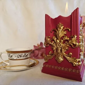 Биокамин "Барокко" интерьерный, настольный, ручная работа, красный