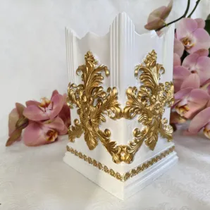 Биокамин "Барокко" интерьерный, настольный, ручная работа, белый