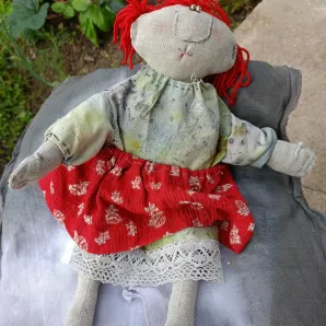Льняная игрушка, кукла Варвара