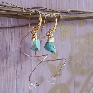 Серьги с бирюзой и хрусталем