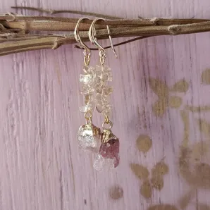 Серьги с клубничным кварцем