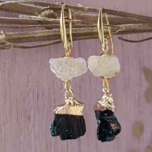 Серьги с турмалином и кварцем