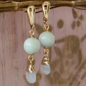 Серьги с ларимаром и аквамарином