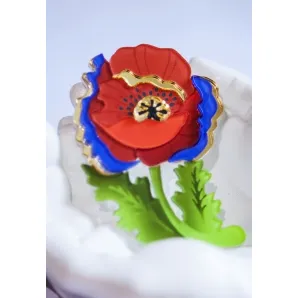 Брошь "Красный мак"