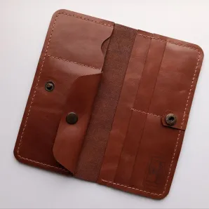 Портмоне с карманом для монет из натуральной кожи, ручная работа