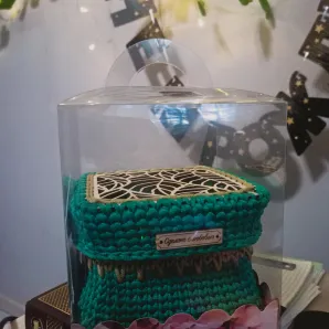 Шкатулка вязаная Мята