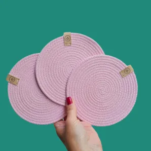 Подставки набор розовый под кружку, бокал