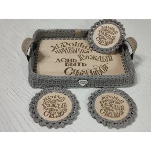 Набор из шнура корзина - поднос и плейсматы