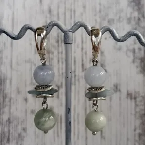 Серьги с аквамарином и амазонитом