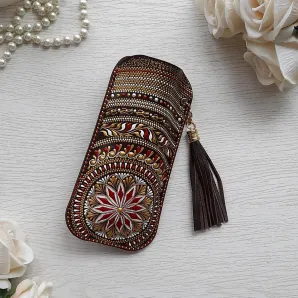 Чехол для очков из натуральной кожи с кистью "Осенний комплемент"