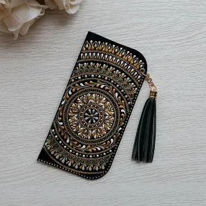 Чехол для очков из натуральной кожи с кистью "Гармония в золоте"