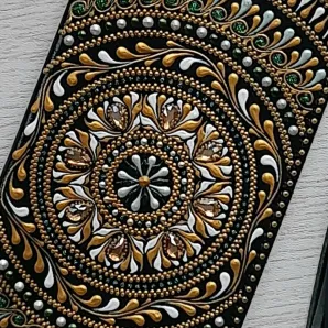 Чехол для очков из натуральной кожи с кистью "Гармония в золоте"