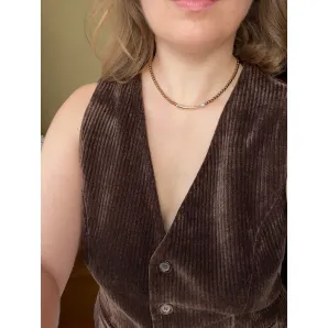 Чокер из и жемчуга майорка цвета шоколад, золотой металлической вставкой и розовой жемчужиной