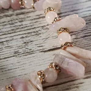 Браслет из кунцита и розового кварца