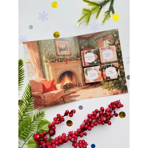 Открытка с 4 шоколадками Символ Года Ретро лошадь