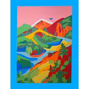 Картина из цветной бумаги "Горы"