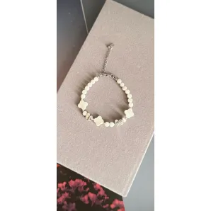 Браслет из натурального перламутра и гематита