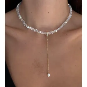 Комплект украшений из ювелирного стекла с отливом и натуральным жемчугом