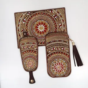 Комплект аксессуаров из натуральной кожи "Осенний комплемент"