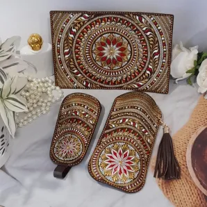 Комплект аксессуаров из натуральной кожи "Осенний комплемент"