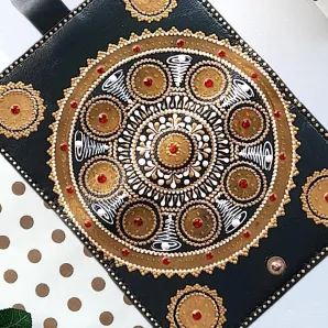 Портмоне. Обложка для документов/автодокументов "Денежная мандала" из натуральной кожи