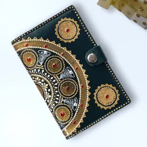 Портмоне. Обложка для документов/автодокументов "Денежная мандала" из натуральной кожи