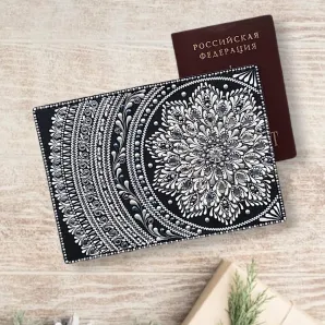 Обложка для паспорта из натуральной кожи "Зимние сумерки"