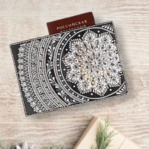 Обложка для паспорта из натуральной кожи "Зимние сумерки"