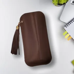 Чехол для очков из натуральной кожи с кистью "Осенний комплемент"