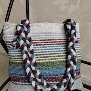 Сумка шопер тканая из хлопковых шнурков. Ручная работа.