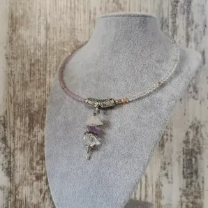 Подвеска с кварцем, аметистом и хрусталем