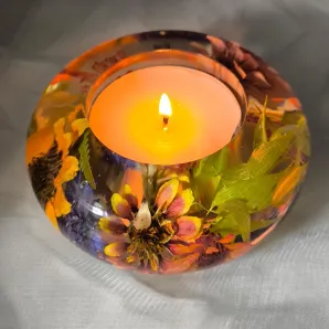 Большой подсвечник с цветами для чайной свечи