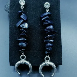 Серьги лунница с авантюрином