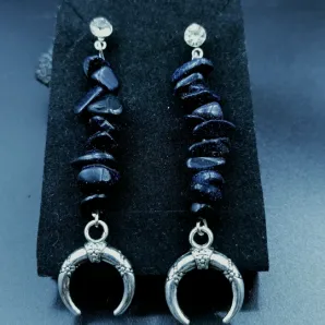 Серьги лунница с авантюрином