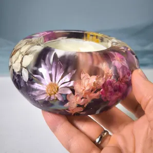 Большой подсвечник с цветами для чайной свечи