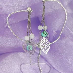 Серьги "Лунный камень и бирюза"