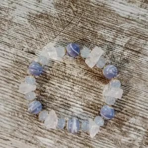 Браслет из агата, кварца и опалита