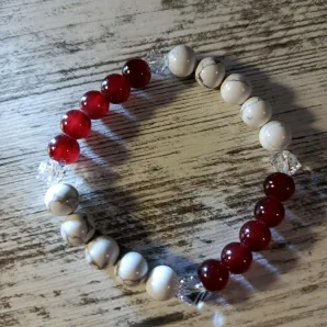 Браслет из граната и кахолонга с хрусталем