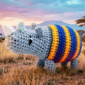 Вязаная игрушка Носорог