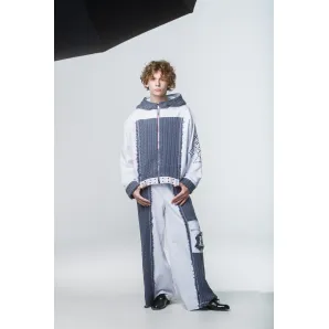 ​Авторский дизайнерский комплект в авангардном стиле. Жакет с капюшоном. Широкие брюки.