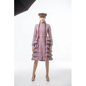 Пальто-фантазия с рюшами в ретро-стиле. Размер 42-44